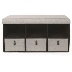 The Home Deco Factory Bancs Banc D'entrée L. 76 X H. 39 Cm Gris Clair