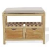 Mobili Rebecca Bancs Banc De Rangement 2 Tiroirs Et 1 étagère En Bois De Paulownia Brun -Bancs Soldes banc de rangement 2 tiroirs et 1 etagere en bois de paulownia brun