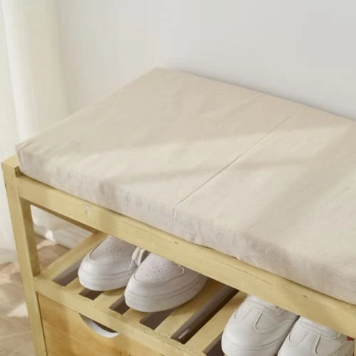 Mobili Rebecca Bancs Banc De Rangement 2 Tiroirs Et 1 étagère En Bois De Paulownia Brun 6 Mobili Rebecca Bancs Banc De Rangement 2 Tiroirs Et 1 étagère En Bois De Paulownia Brun – Image 4