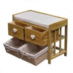 Mobili Rebecca Bancs Banc De Rangement 2 Tiroirs Et 2 Paniers En Bois De Paulownia Marron 10 Mobili Rebecca Bancs Banc De Rangement 2 Tiroirs Et 2 Paniers En Bois De Paulownia Marron -Bancs Soldes banc de rangement 2 tiroirs et 2 paniers en bois de paulownia marron 2