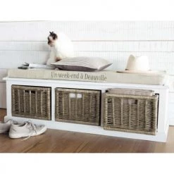 Maisons Du Monde Meubles D'entrée Et à Chaussures Banc De Rangement 3 Compartiments Blanc -Bancs Soldes banc de rangement 3 compartiments blanc 1000 6 0 110659 2