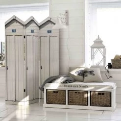 Maisons Du Monde Meubles D'entrée Et à Chaussures Banc De Rangement 3 Compartiments Blanc -Bancs Soldes banc de rangement 3 compartiments blanc 1000 6 0 110659 5