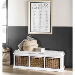 Maisons Du Monde Meubles D'entrée Et à Chaussures Banc De Rangement 3 Compartiments Blanc -Bancs Soldes banc de rangement 3 compartiments blanc 1000 6 0 110659 7