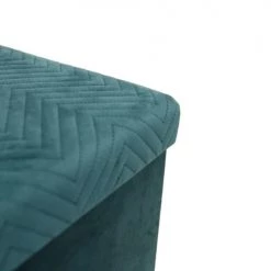 The Home Deco Factory Bancs Banc De Rangement Pliable Design Velours Bleu -Bancs Soldes banc de rangement pliable design velours bleu 3