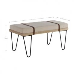WOMO-DESIGN Bancs Banc Design, 101x45x40 Cm, Revêtement En Tissu, Beige -Bancs Soldes banc design 101x45x40 cm revetement en tissu beige 3