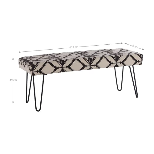 WOMO-DESIGN Bancs Banc Design Noir/gris, 122x49x40 Cm, Revêtement En Tissu 6 WOMO-DESIGN Bancs Banc Design Noir/gris, 122x49x40 Cm, Revêtement En Tissu – Image 4