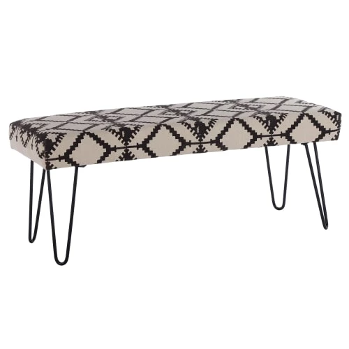 WOMO-DESIGN Bancs Banc Design Noir/gris, 122x49x40 Cm, Revêtement En Tissu 3 WOMO-DESIGN Bancs Banc Design Noir/gris, 122x49x40 Cm, Revêtement En Tissu