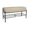 Now’s Home Bancs Banc Effet Fourrure Bouclette Beige Et Pieds En Métal Noir H46cm