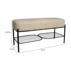 Now’s Home Bancs Banc Effet Fourrure Bouclette Beige Et Pieds En Métal Noir H46cm -Bancs Soldes banc effet fourrure bouclette beige et pieds en metal noir h46cm 5