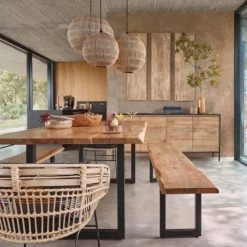 Maisons Du Monde Bancs Banc En Acacia Et Métal Noir -Bancs Soldes banc en acacia et metal noir 1000 15 39 197946 7