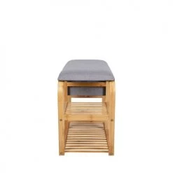 Leitmotiv Bancs Banc En Bambou Avec étagères Et Panier De Rangement -Bancs Soldes banc en bambou avec etageres et panier de rangement 4