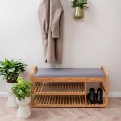 Leitmotiv Bancs Banc En Bambou Avec Rangements Bois Clair -Bancs Soldes banc en bambou avec rangements bois clair 1