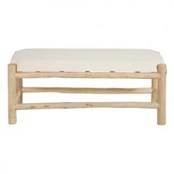 Maisons Du Monde Bancs Banc En Bois D'eucalyptus Et Coton Blanc