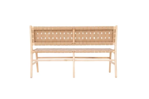 RNT By Really Nice Things Bancs Banc En Bois De Teck Et Cuir Tressé Avec Finition Cirée. 6 RNT By Really Nice Things Bancs Banc En Bois De Teck Et Cuir Tressé Avec Finition Cirée. – Image 4