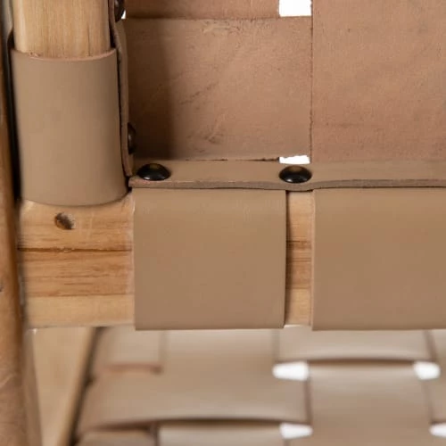 RNT By Really Nice Things Bancs Banc En Bois De Teck Et Cuir Tressé Avec Finition Cirée. 7 RNT By Really Nice Things Bancs Banc En Bois De Teck Et Cuir Tressé Avec Finition Cirée. – Image 5