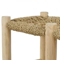 Maisons Du Monde Bancs Banc En Bois De Teck Et Fibre Végétale Tressée Beige -Bancs Soldes banc en bois de teck et fibre vegetale tressee beige 1000 14 10 221082 3