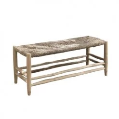 Casatera Bancs Banc En Bois De Teck Et Jonc De Mer Bois Clair