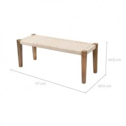 Rendez Vous Déco Bancs Banc En Bois Et Corde Tressée Blanche -Bancs Soldes banc en bois et corde tressee blanche 2