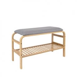 Leitmotiv Bancs Banc En Bois Et Tissu Gris