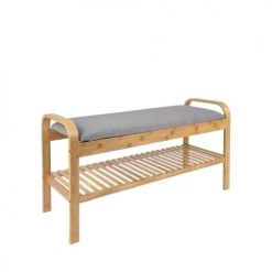 Leitmotiv Bancs Banc En Bois Et Tissu Gris