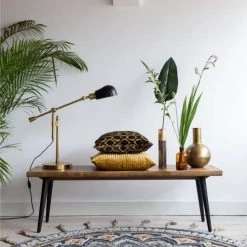 Dutchbone Bancs Banc En Bois Foncé Et Métal 120cm -Bancs Soldes banc en bois fonce et metal 120cm 2