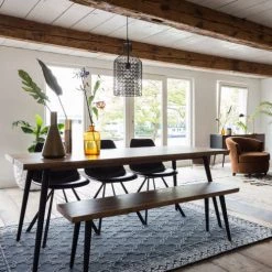 Dutchbone Bancs Banc En Bois Foncé Et Métal 120cm -Bancs Soldes banc en bois fonce et metal 120cm 4