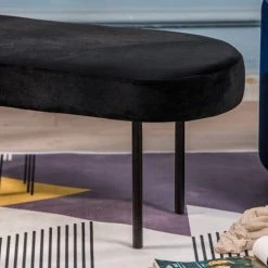 Nordlys Bancs Banc En Métal Et Velours Noir -Bancs Soldes banc en metal et velours noir 3