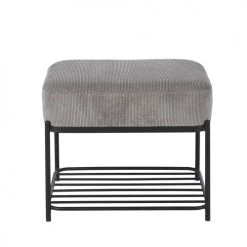 Maisons Du Monde Bancs Banc En Métal Noir Et Coussin En Velours Gris