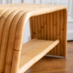 Kok Maison Bancs Banc En Rotin Et Cannage Beige Foncé -Bancs Soldes banc en rotin et cannage beige fonce 2