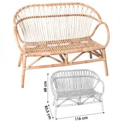 Sunnydays Bancs Banc En Rotin Longueur 116cm -Bancs Soldes banc en rotin longueur 116cm 3