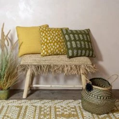 Now’s Home Bancs Banc En Teck Et En Jute 80x30xh40cm -Bancs Soldes banc en teck et en jute 80x30xh40cm 4