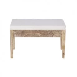 Maisons Du Monde Bancs Banc En Tissu écru Et En Bois De Manguier Gravé