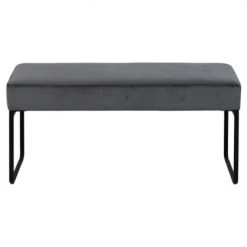 Meubles & Design Bancs Banc En Velours Gris 95cm Pieds Métal Noir