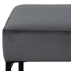 Meubles & Design Bancs Banc En Velours Gris 95cm Pieds Métal Noir -Bancs Soldes banc en velours gris 95cm pieds metal noir 3