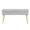Zago Bancs Banc En Velours Gris Clair Et Pieds Bois Naturel -Bancs Soldes banc en velours gris clair et pieds bois naturel