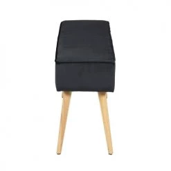 Zago Bancs Banc En Velours Gris Foncé Et Pieds Bois Naturel -Bancs Soldes banc en velours gris fonce et pieds bois naturel 2