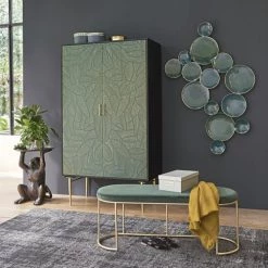 Maisons Du Monde Bancs Banc En Velours Vert Et Métal Doré -Bancs Soldes banc en velours vert et metal dore 1000 12 8 203655 6