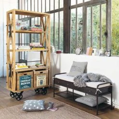 Maisons Du Monde Bancs Banc Indus En Métal Et Coton Noir Effet Vieilli L 126 Cm -Bancs Soldes banc indus en metal et coton noir effet vieilli l 126 cm 1000 6 21 138437 1