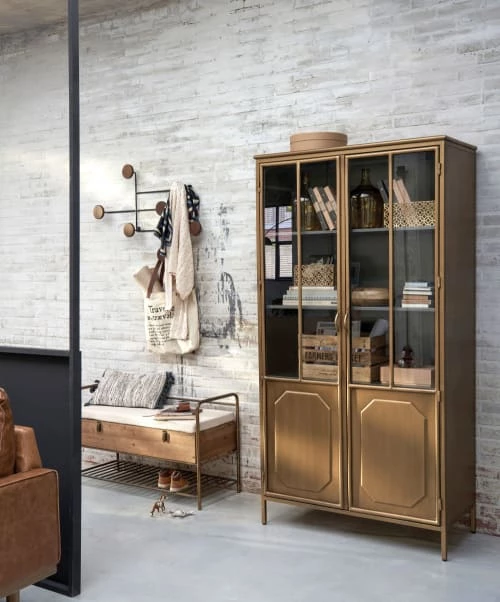 Maisons Du Monde Bancs Banc Marron Et Métal Doré Avec Coffre Et Coussin écru 6 Maisons Du Monde Bancs Banc Marron Et Métal Doré Avec Coffre Et Coussin écru – Image 4