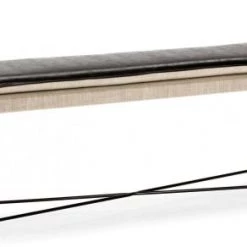 Thai Natura Bancs Banc Métal Noir Coussin Noir Et Beige L132cm