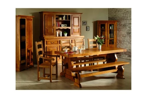 Hellin Bancs Banc Monastère 4 Places En Bois De Chêne Massif L195 4 Hellin Bancs Banc Monastère 4 Places En Bois De Chêne Massif L195 – Image 2