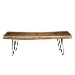 MACABANE Bancs Banc Nature En Bois Mungur Pieds épingles Métal -Bancs Soldes banc nature en bois mungur pieds epingles metal 4