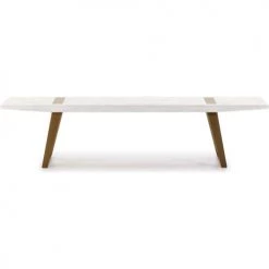 Thai Natura Bancs Banc Pieds Métal Doré Assise Bois Blanc L190cm -Bancs Soldes banc pieds metal dore assise bois blanc l190cm 1