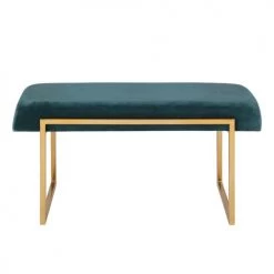 Zago Bancs Banc Velours Bleu Canard 91 Cm Piètement Métal Finition Laiton