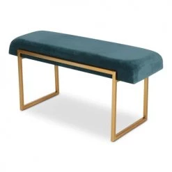 Zago Bancs Banc Velours Bleu Canard 91 Cm Piètement Métal Finition Laiton -Bancs Soldes banc velours bleu canard 91 cm pietement metal finition laiton 5