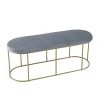 MACABANE Bancs Banc Velours Bleu Pieds Arrondis Métal Doré -Bancs Soldes banc velours bleu pieds arrondis metal dore
