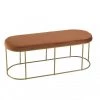 MACABANE Bancs Banc Velours Orange Pieds Arrondis Métal Doré -Bancs Soldes banc velours orange pieds arrondis metal dore