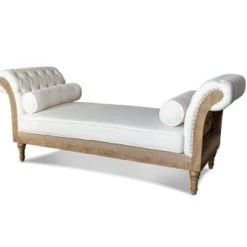 PIB Bancs Banquette 2 Places En Tissu Blanc