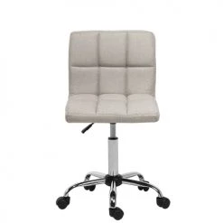 Beliani Chaises De Bureau Chaise à Roulettes En Tissu Beige -Bancs Soldes chaise a roulettes en tissu beige 2