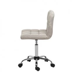 Beliani Chaises De Bureau Chaise à Roulettes En Tissu Beige -Bancs Soldes chaise a roulettes en tissu beige 3